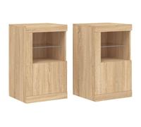 (sonoma oak, 2 pcs) vidaXL Side Cabinet with LED Lights Storage Sideboard Cupboard Engineered Wood
