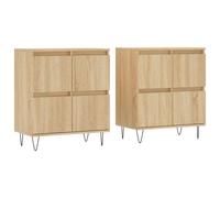 (sonoma oak, 2 pcs) vidaXL Sideboard Storage Cupboard Side Cabinets 2 pcs White Engineered Wood