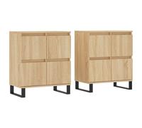(sonoma oak, 2 pcs) vidaXL Sideboard Storage Side Cabinet Cupboards 2 pcs White Engineered Wood