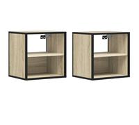 (sonoma oak, 2 pcs) vidaXL Wall-mounted Bedside Cabinet Black 40x31x39.5 cm cabinet bedside table