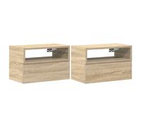 (sonoma oak, 2 pcs) vidaXL Wall-mounted Bedside Cabinet Brown Oak 45x26x28.5 cm