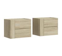 (sonoma oak, 2 pcs) vidaXL Wall-mounted Bedside Cabinet Floating Bed Table Side Cabinet Smoked Oak