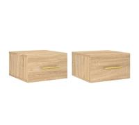 (sonoma oak, 2 pcs) vidaXL Wall-mounted Bedside Cabinet Floating Storage Cabinet Nightstand Black