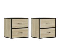 (sonoma oak, 2 pcs) vidaXL Wall-mounted Bedside Cabinets 2 pcs Sonoma Oak 40x31x39.5 cm cabinet