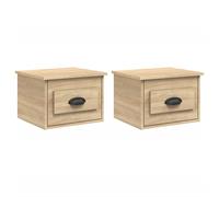 (sonoma oak, 2 pcs) vidaXL Wall-mounted Bedside Cabinets Floating Nightstand Bedroom Side Table
