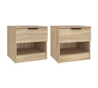 (sonoma oak, 2) vidaXL 1/2x Bedside Cabinet Engineered Wood Home End Side Table Multi Colours