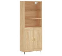 (sonoma oak, 2 wood doors) vidaXL Highboard Sideboard Storage Cabinet High Gloss White Engineered Wood