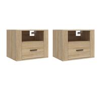 (Sonoma oak, 2 x Bedside cabinet) vidaXL 1/2x Wall-mounted Bedside Cabinet Floating Bedside Unit Multi Colours