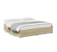 (sonoma oak, 200 x 200 cm) vidaXL Bed Frame with Drawers Bed Base Grey Sonoma 140x200 cm Engineered Wood