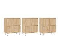 (sonoma oak, 3 pcs) vidaXL Sideboard Storage Cupboard Side Cabinets 2 pcs White Engineered Wood