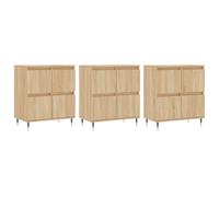 (sonoma oak, 3 pcs) vidaXL Sideboard Storage Cupboard Side Cabinets 3 pcs White Engineered Wood