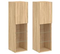 (sonoma oak, 30.5 x 30 x 102 cm/ 2 pcs) vidaXL TV Cabinets with LED Lights TV Stand TV Units Entertainment Centre