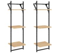 (sonoma oak, 30 x 25 x 100 cm) vidaXL Wall Shelves with Bars Wall Mounted Shelf Floating Shelf Rack 2 pcs