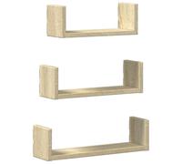 Wall Display Shelf Floating Rack Hanging Shelf Engineered Wood 3 pcs vidaXL