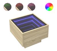 (sonoma oak, 40 x 40 x 30 cm) vidaXL Side Table with LED Hallway Tea End Table Sofa Table Engineered Wood