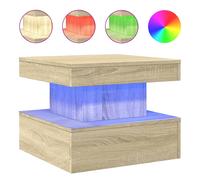 (sonoma oak, 50 x 50 x 40 cm) vidaXL Coffee Table with LED Lights Hallway Accent End Table Side Sofa Table