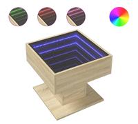 vidaXL Coffee Table with LED Sonoma Oak 50x50x45 cm Engineered Wood - Brown, Brown