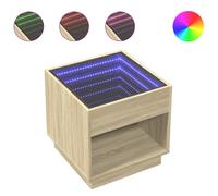 (sonoma oak, 50 x 50 x 50 cm) vidaXL Coffee Table with Infinity LED Hallway End Table Accent Side Table
