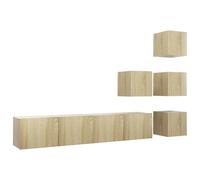 vidaXL 6 Piece TV Cabinet Set Sonoma Oak Engineered Wood - Brown, Brown