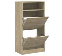 (sonoma oak, 60 x 34 x 116 cm) vidaXL Shoe Cabinet with 2 Flip-Drawers Shoe Storage Shelf Shoe Rack Cupboard