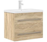 (sonoma oak, 60 x 38.5 x 48 cm) vidaXL Bathroom Furniture Set 2 Piece Sink Cabinet Cupboard Engineered Wood