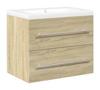 (sonoma oak, 60 x 38.5 x 48 cm) vidaXL Sink Cabinet with Built-in Basin Bathroom Sink Unit Engineered Wood