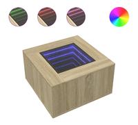 vidaXL Coffee Table with LED Sonoma Oak 60x60x40 cm Engineered Wood, Brown