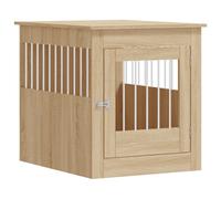 "vidaXL Dog Crate Furniture with Versatile Use as Kennel Cage and End Table, Built with Solid Sonoma Oak Engineered Wood and Lockable Steel Door"