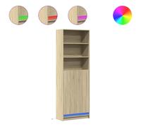 (sonoma oak, 69 x 32.5 x 200 cm) vidaXL Highboard with LED Sideboard Side Cabinet Cupboard Engineered Wood
