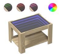 (sonoma oak, 73 x 53 x 45 cm) vidaXL Coffee Table with LED Hallway Tea End Table Side Table Engineered Wood