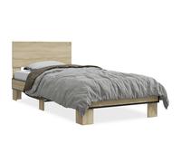 (sonoma oak, 75 x 190 cm) vidaXL Bed Frame Home Bed Base Sonoma Oak 90x200 cm Engineered Wood and Metal