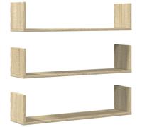 Wall shelves 3pc Sonoma Oak 80x18x18cm Engineered Wood Floating Display Modern.