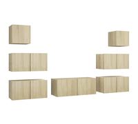 Vidaxl 7 Piece Tv Cabinet Set Sonoma Oak Engineered Wood, Brown