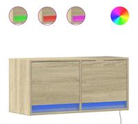 (sonoma oak, 80 x 31 x 38 cm) vidaXL TV Wall Cabinet with LED Floating TV Wall Unit Floating TV Cabinet