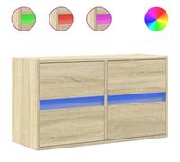 (sonoma oak, 80 x 31 x 45 cm/ 1 pcs) vidaXL TV Wall Cabinet with LED Lights TV Unit Wall Mounted Cabinet
