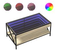 vidaXL Coffee Table with Infinity LED Mirror/Sonoma Oak - Multi-Functional End/Side/Couch Table for Living Room/Bedroom 90x50x38 cm/Engineered Wood and Metal/Sturdy/Adjustable RGB Lights