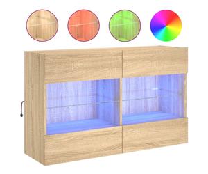 (sonoma oak, 98.5 x 30 x 60.5 cm/ 1 pcs) vidaXL TV Wall Cabinets with LED Lights TV Wall Unit Storage Floating TV Unit