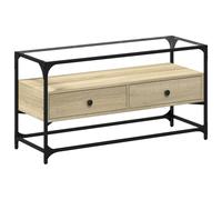 (sonoma oak, 98 x 35 x 51 cm) vidaXL TV Cabinet with Glass Top TV Unit TV Stand Media Unit Engineered Wood