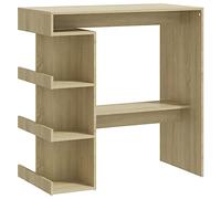 Sonoma Oak Bar Table with Shelves 100x50x101.5 cm Chipboard Modern Design for Dining Room Kitchen or Home Bar Stylish Fur Piece