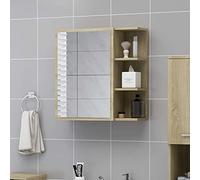 Sonoma Oak Bathroom Mirror Cabinet - 62.5x20.5x64 cm Stylish Engineered Wood Storage Solution for Modern Bathrooms Space-Saving Design with Sleek Mirror