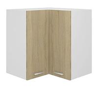 Sonoma Oak Corner Wall Cabinet Floating Kitchen Storage Cupboard Bathroom Unit with Doors & Shelves 57x57x60 cm Engineered Wood for Home Decor