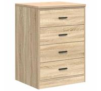 Sonoma Oak Garage Storage Cabinet with Solid Pine Worktop, 60 x 51 x 85 cm, 4 Drawers, Composite Wood, Versatile Workshop and Storage Room Cabinet