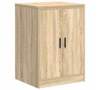 Sonoma Oak Garage Storage Cabinet with Solid Pine Worktop 60 x 51 x 85 cm Wood Material 2 Storage Compartments Double Door Cabinet for Workshop Warehouse Office Organisation