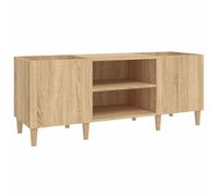 Sonoma Oak Record Cabinet Made of Wood Material 121 x 38 x 48 cm with Storage Space and Sturdy Surface for Living Room, Bedroom, Office, Modern Design, Versatile Storage