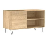 Sonoma Oak Record Cabinet Wood Material 85 x 38 x 48 cm with Iron Legs, Spacious Storage Space, Robust Top Plate for Turntables, Modern Design for Living Room and Home Cinema