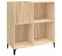 Sonoma Oak Record Cabinet Wood Material with Metal Legs 84.5 x 38 x 89 cm Storage Space for Records Living Room Office Modern Compact Space Saving Organiser System