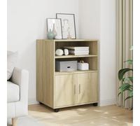 Sonoma Oak Rolling Cabinet Wood Material 60 x 48 x 81 cm with Storage Space and Wheels, Versatile Office Cabinet, Filing Cabinet and Storage for Office, Home Office, Study