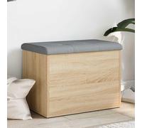 Sonoma Oak Storage Bench with Padded Seat Cushion, 62 x 42 x 45 cm, Wood Material Hallway Bench and Shoe Bench with Storage Space for Hallway, Living Room, Bedroom, Practical Seat Chest