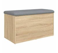 Sonoma Oak Storage Bench Wood Material 82 x 42 x 45 cm with Padded Seat Cushion Hallway Bench Shoe Bench Storage Seat Chest for Hallway Living Room Bedroom