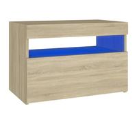 (Sonoma oak) vidaXL 1/2x Bedside Cabinet and LED Light Engineered Wood Decor Multi Colours
